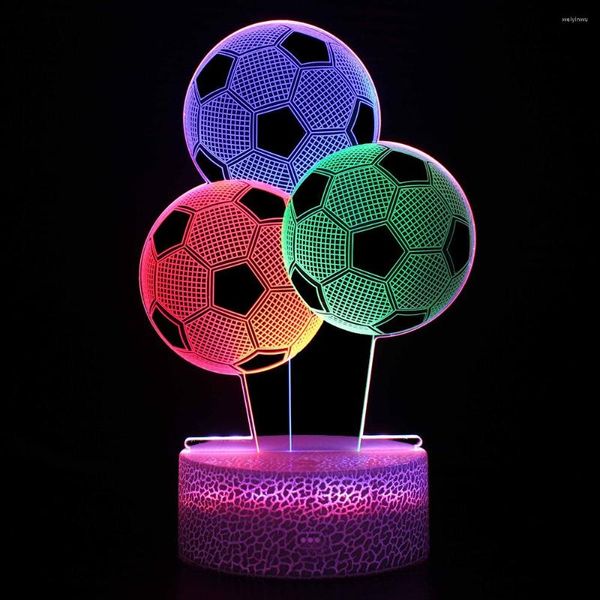 Nachtlichter 3 Farben Fußball Modellierung 3D USB Led Tischlampe Touch Schalter Buntes Licht Für Kinder Weihnachtsgeschenk Spielzeug Schreibtisch Dekoration