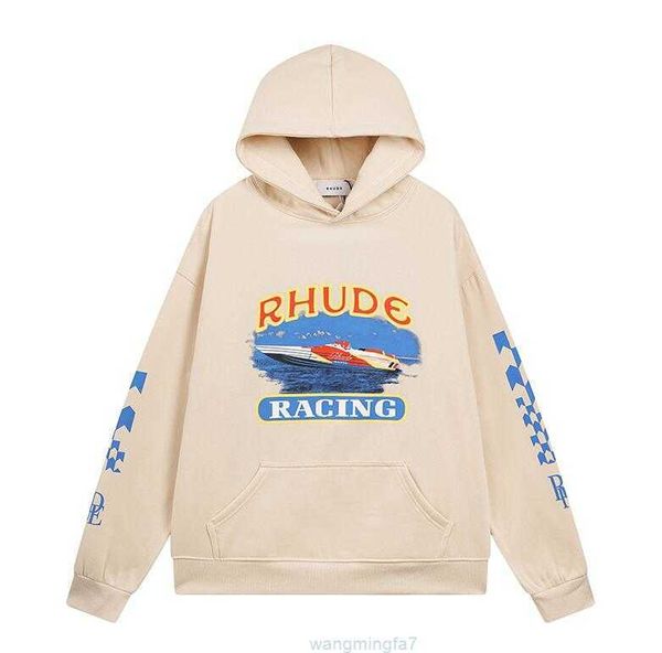 Nwsi Uomini e Donne Nuovo 2023 Rhude Felpa con cappuccio 23ss Designer Felpe per l'Autunno Moda Casual Pullover Us Taglia S-2XL