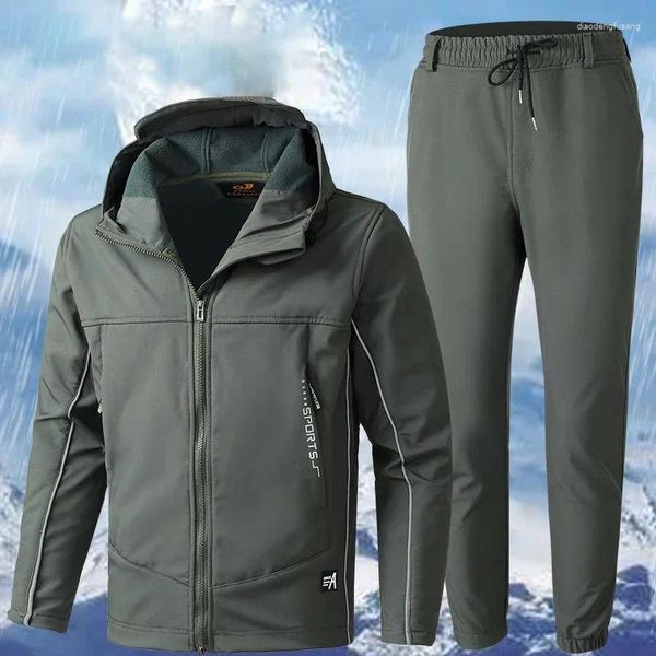 Herren-Trainingsanzüge, Winter-gepolsterter, warmer Anzug, schmutzabweisend, große Taschen, wasserdicht und ölabweisend, Boxjacke, Nachtreflektierende Streifen