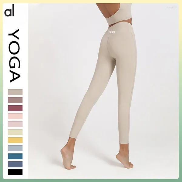 Pantaloni attivi Al Yoga Cross Border Vita alta Sollevamento fianchi Traspiranti Nude Fit Nessun imbarazzo Tasca con filo Fitness Ritagliata