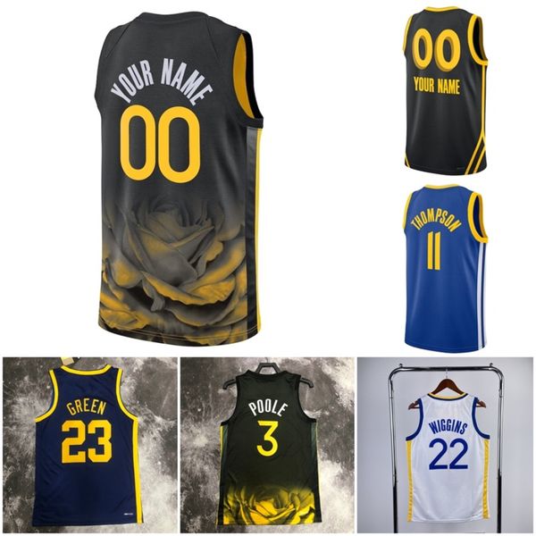 Camisas de basquete Stephen Curry Kids Youth Mens City Jersey Preto Azul Klay Thompson Verde CE Jersey Andrew Wiggins Poole WarriorE City Shirt Edition Jersey