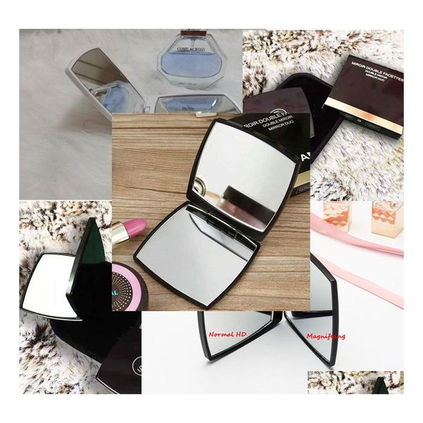 Spiegel Classic Folding Double Side Mirror Portable Hd Make-up und Vergrößerung mit Flanell-Tasche Geschenkbox für VIP-Client Drop Deliv Dhfzu