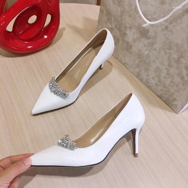 Scarpe eleganti 2023 All-Match Strass Ricevimento di nozze Tacco a spillo Tacchi alti Décolleté da sposa damigella d'onore a punta