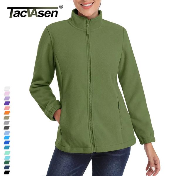 Damenjacken TACVASEN Reißverschlusstasche Grüne Windjacke Damen Fleecejacken Full Zip Herbstjacken Wandermantel Outdoor-Arbeitsjacke Outwear 231128