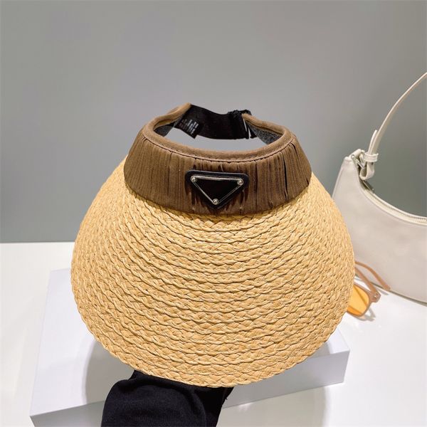 Grass Braid Visiere Uomo Designer Cappelli Moda Luxury Brand Paglia Cappello a cilindro vuoto per uomo Donna Estate Casual Holiday Parasole Sunhats