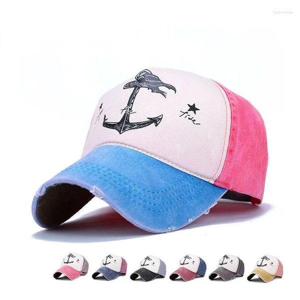 Ball Caps Spring Autumn Couples Hat For Man And Woman Pure Cotton Baseball Do Old Pirate Ship Anchor Brand Hats 5 Colors