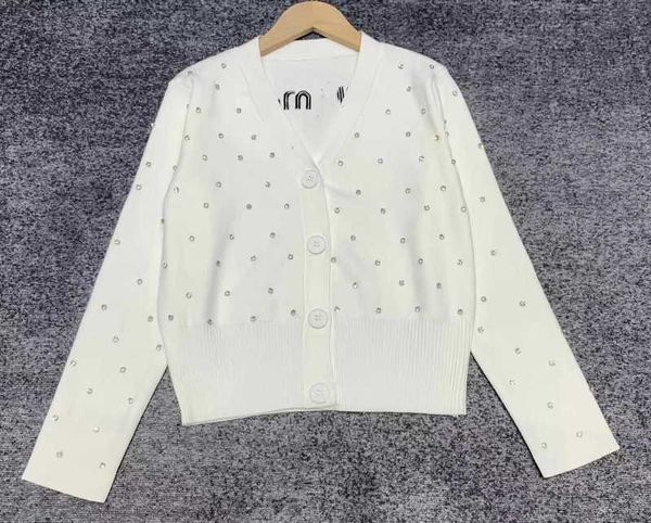 Maglieria da donna Tees designer M Family 2023 New Heavy Industry Nail Diamond Maglieria monopetto Lettera ricamata a maniche lunghe Cardigan Top Coat IIQQ