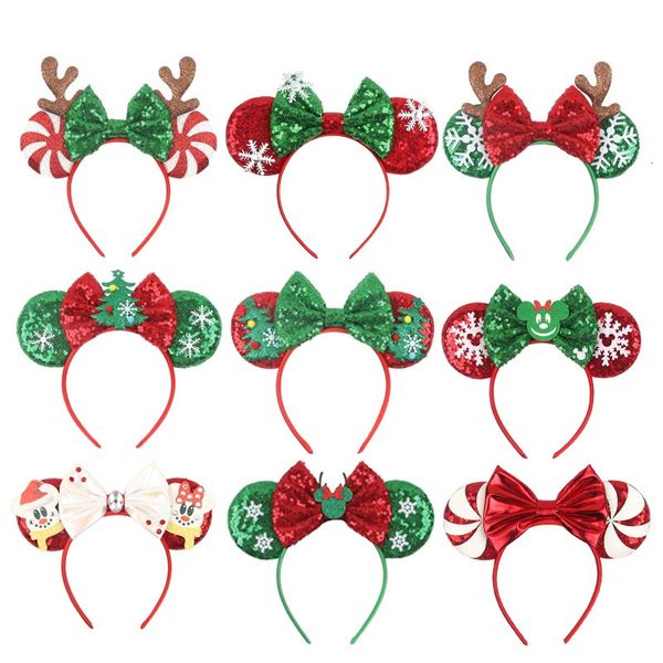 Accessori per capelli 10 Pz / lotto Orecchie di topo di Natale Fascia per capelli con paillettes Arco per capelli per le donne Featival Party Accessori per capelli fai da te Boutique 231124