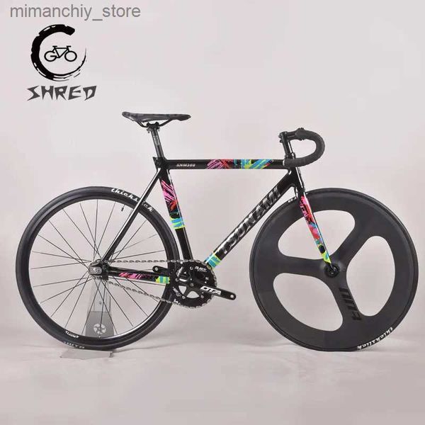 Bicicletas Novo Tsunami SNM300 Bicicleta de Engrenagem Fixa Quadro de Alumínio Sing Speed Full Fixie Bike Track Roda Bicyc com Cubos de Rolamento Industrial Q231129