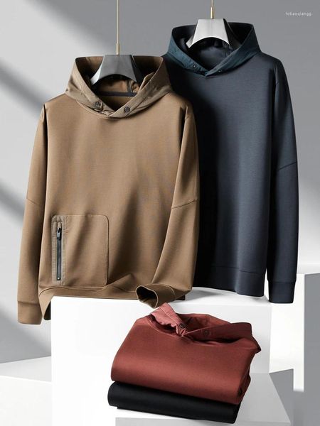 Felpe con cappuccio da uomo JSBD-Riduzione dell'età alla moda Pesante Lensin Modal Tessuto misto lana Felpa con cappuccio pullover con cappuccio primavera e autunno