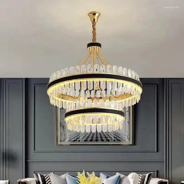 Kolye Lambalar Oturma Odası Parlaklık Led Modern Ev Lüks Vintage Aydınlatma Dekorasyonu Yuvarlak Altın Kek Stand Chandelier