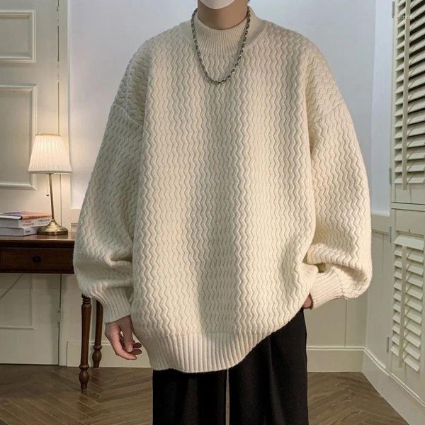 Maglioni da uomo Maglione coreano solido bianco girocollo Ins Maglieria invernale vintage Uomo Pullover Dolcevita Abiti di grandi dimensioni T-shirt nere