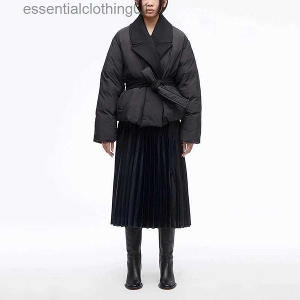 Parkas femininas casuais versáteis inverno quente 90 pato para baixo enchimento jaqueta feminina 2023 nova emenda tweed lapela gravata cintura jaqueta feminina l231129