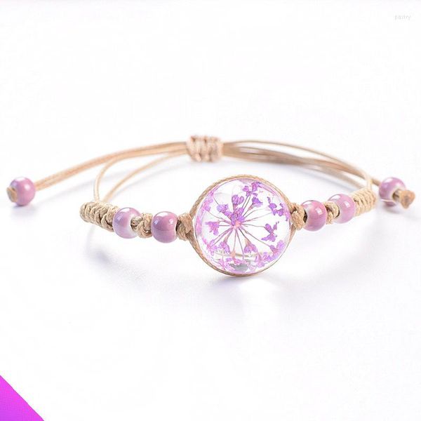 Braccialetti con ciondoli 2023 Sfera di cristallo di vetro Fiore intarsiato Bracciale in ceramica Gioielli Dolce ragazza romantica Regalo 9 Modelli