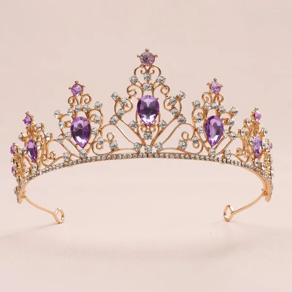 Grampos de cabelo Itacazzo Headwear de noiva coroa cor roxa tiaras clássicas adequadas para festa de aniversário de casamento feminino (pode ser enviado rapidamente)