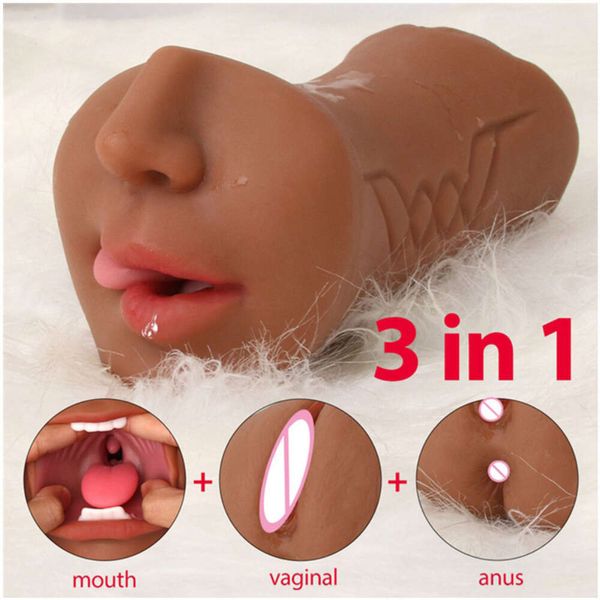 Brinquedo sexual massageador 3 em 1 ânus vaginal masculino cabeça dupla real garganta profunda copo de silicone boquete brinquedos sexy para homens