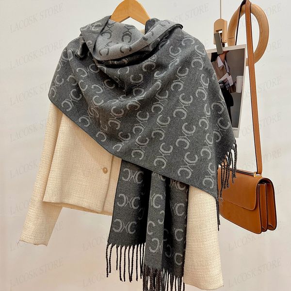 Sciarpa doppia in cashmere Sciarpe invernali da uomo donna Stile diverso Scialli di lusso da donna Sciarpe firmate Regalo di Natale 60 * 180 cm