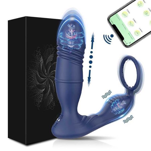 Massaggiatore prostatico spinto con controllo Bluetooth per uomo vibratore anale telescopico stimolatore gay coppie giocattolo del sesso 231010