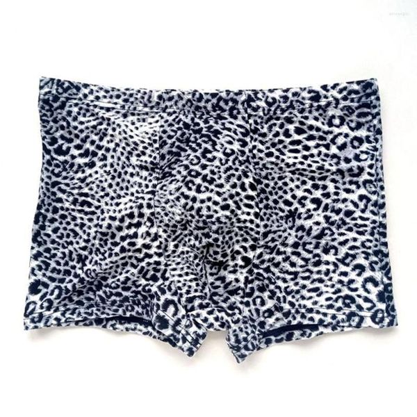 Cuecas homens sexy leopard boxer curto de elasticidade solta resumos de elasticidade baixa