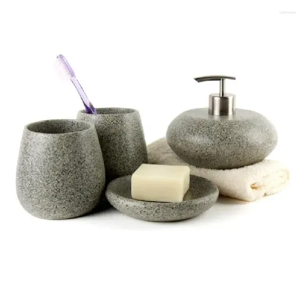 Conjunto acessório de banho conjunto nórdico estilo retro resina quatro peças terno acessórios do banheiro gargarejo copo sabonete líquido dispensador escova de dentes titular