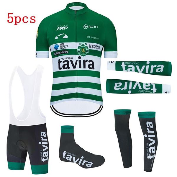 2021 neue Grüne Tavira Sommer Radfahren Jersey Set Männer Bib Gel Shorts 5 stücke Anzug Pro Team Fahrrad Jersey Maillot culotte Sport Wear2857