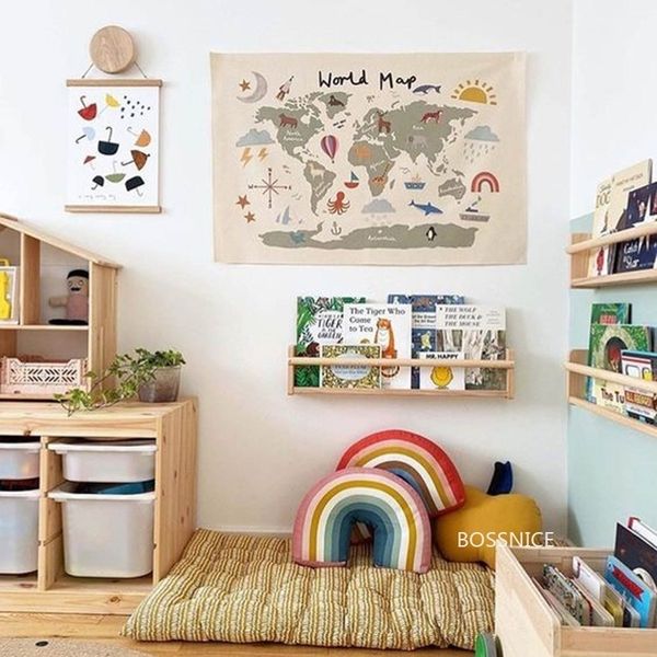 Neuheit Artikel Nordisches Licht Luxus Stil Einfache Wand Hintergrund Tuch Universum Planet Tier Kinderzimmer Home Nachttisch Hängedeko 230428