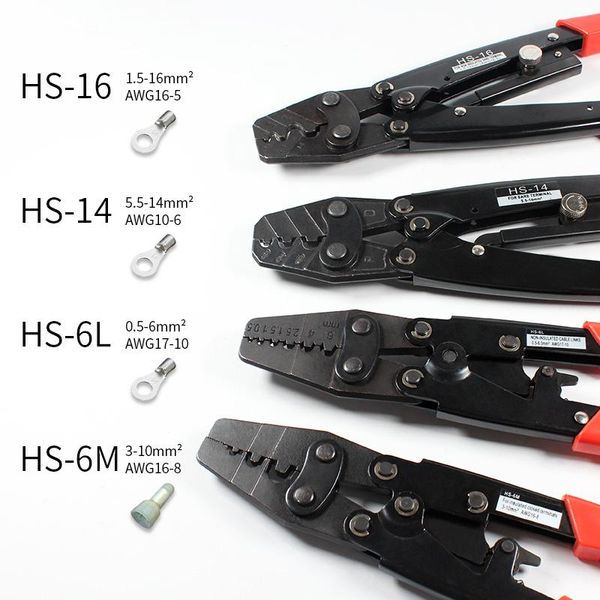 Chaves de fenda hs16 alicate de friso japonês cabo lug crimper ferramenta nua terminal crimper ferramentas manuais para links de cabo não isolados