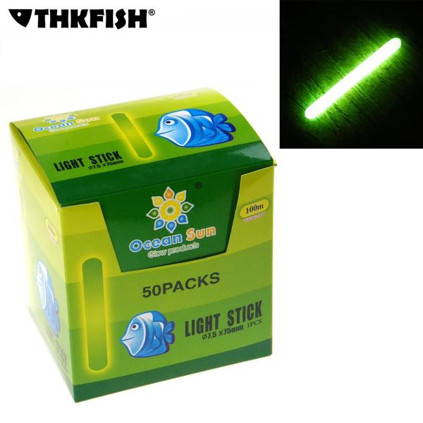 Acessórios de pesca 50pcsbox diâmetro 75x75mm noite luminosa flutuador luz fluorescente vara vara verde luzesescuro brilho vara peixe 231128