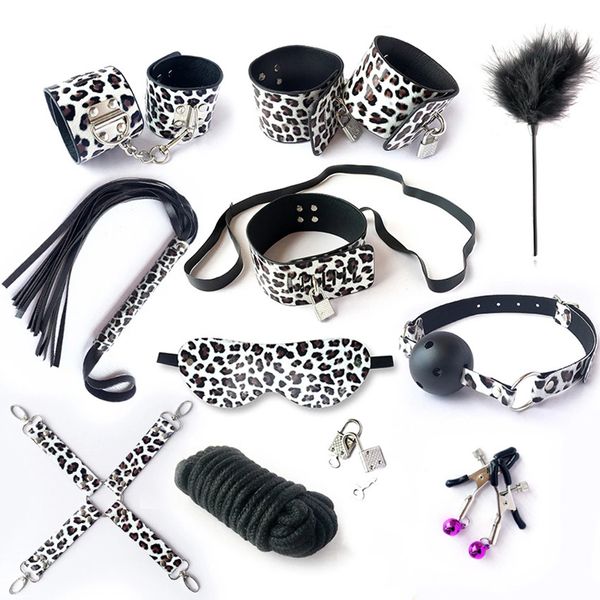 Sex Produkt BDSM Set Bondage Gear PU Leder Fetisch 10 Kit Fesseln Slave Adult Sex Toy Handschellen, BDSM für Paare