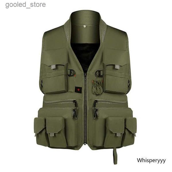 Herrenwesten Koreanische Mode Outdoor Multi-Tasche Weste Mann Taktische Weste Fotografie Multifunktionale Weste Angeln Ärmellose Jacke Männlich Q231129