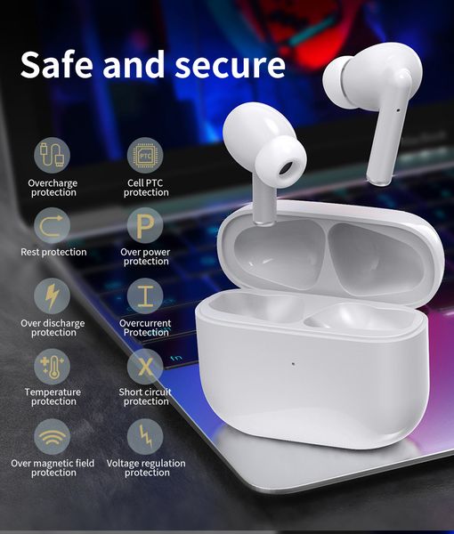 Auricolari wireless Bluetooth 5.3 Auricolari reali Cuffie auricolari 5 ore di riproduzione Suono stereo con microfono Custodia di ricarica wireless per iPhone Telefoni Android