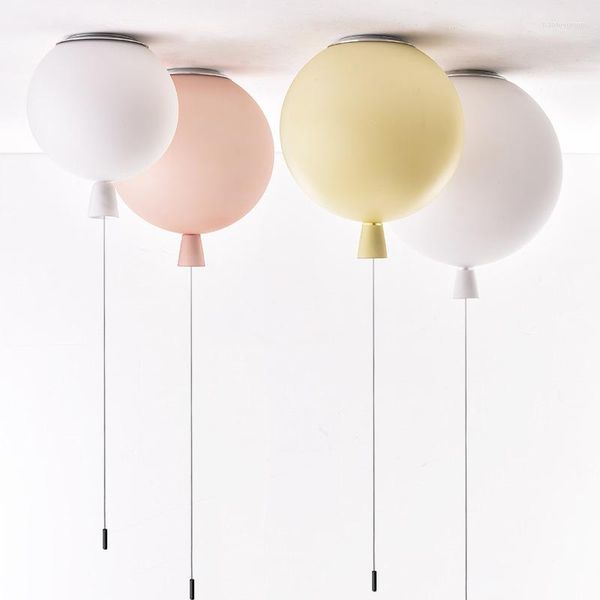 Plafoniere Nordic Matte Balloon Camera dei bambini Parco divertimenti Camera da letto delle ragazze Lampade a sfera a bolle di colore Apparecchi E27