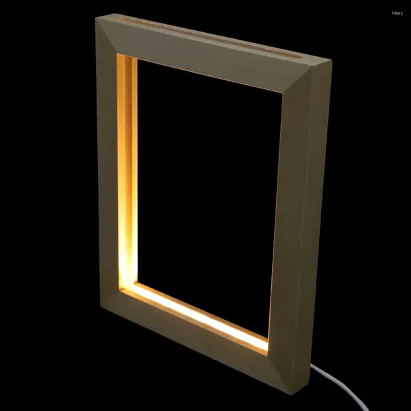 Quadros brilhantes PO Frame Home Display Desktop Imagem Mesa De Madeira Luminosa Luz 3D
