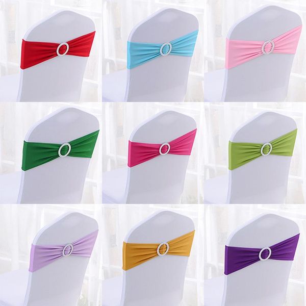 Faixas 50 pçs / lote Stretch Lycra Spandex Cadeira Capas Bandas com Slider para Decorações de Casamento Atacado Cadeira Sashes Bow