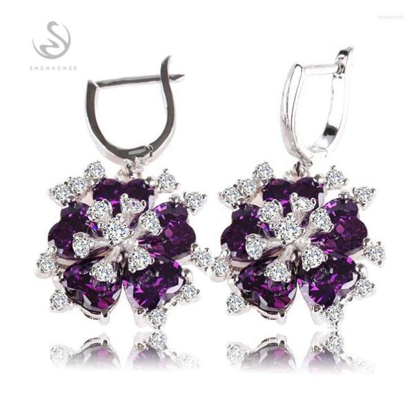 Серьги Shunxunze Drop For Women Bohemian Flash Sale Purple Pink Cubic Circonia Jewelry Accessory