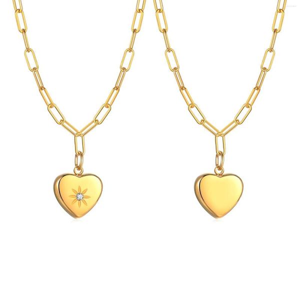 Colares de pingentes de aço inoxidável colar de amor mulheres jóias de clipe de clipes de clipe de coração em forma de coração