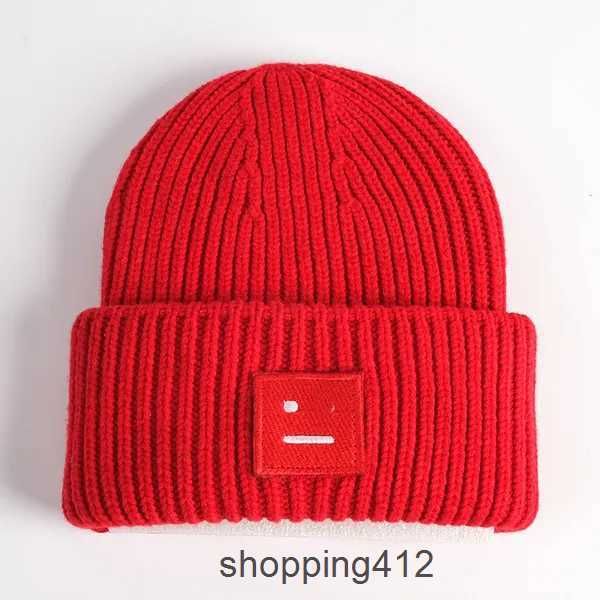 Beanie Designer Beanie Hats Designers Men Women Ac Square Smiley Face Wool Knitted Hat Wool Hat Casual Warm Elastic Fitted Caps Ac Beanie Ac HatA79E