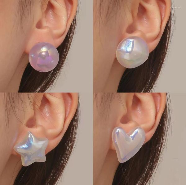 Ohrstecker 2023 Mode Bunte Elegante Herzförmige Imitationsperle Für Frauen Mädchen Glänzende Piercing Ohrringe Geschenke