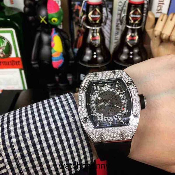 Дизайнерские часы Ri mliles Роскошные часы с винтами Мужские механические часы Richa Milles Rm010 Полностью автоматический механизм Сапфировое зеркало Резиновый ремешок для часов Швейцарские наручные часы