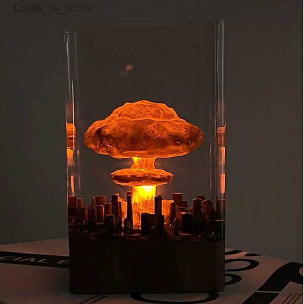 Tischlampen, transparenter Organismus, Kunstharz, Tischleuchte, kreative Kunst, Dekoration, Lampe, explosives Pilzwolken-Thema, Nachtlicht, USB-Aufladung, YQ231129