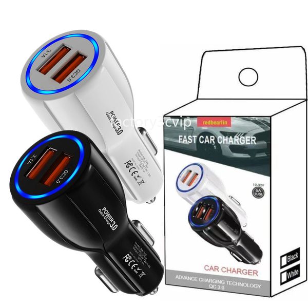 6a qc3.0 carga rápida rápida dupla portas usb carregador de carro adaptadores de energia para iphone 15 11 12 13 14 samsung huawei f1 com caixa