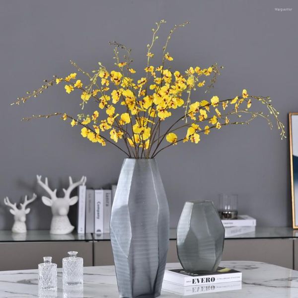 Flores decorativas mbf de alta qualidade toque real amarelo orquídea de dança artificial para decoração de festas em casa de casamento FALAENOPSIS FLOR