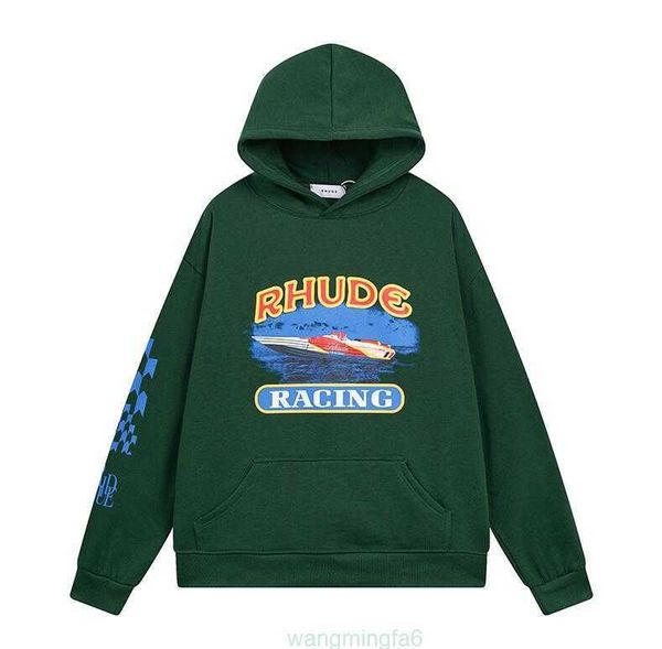 6m8e Uomini e donne 2023 Nuova felpa con cappuccio Rhude Lettera Stampa manica lunga Maglione moda Hip Hop Felpe di marca di lusso Taglia USA S-2xl