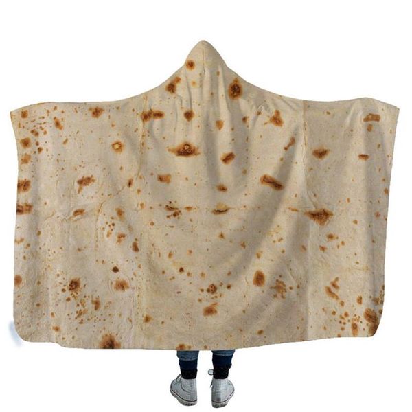 Kreative mexikanische Tortilla-Kapuzendecke, weiche warme Kinderdecke mit Kapuze, Sherpa-Fleece, tragbare Kuscheldecken für Kinder 130295e