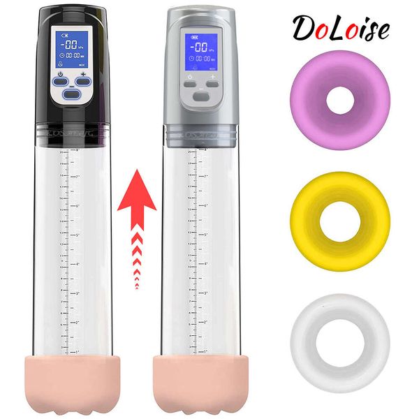 Bomba de vácuo massageadora, brinquedo sexual, bomba de vácuo elétrica lcd, extensor peniano masculino com manga colorida, brinquedos adultos para homens