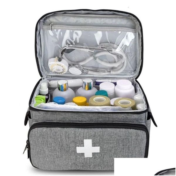 Gadget da esterno Casa Famiglia Kit di pronto soccorso Borsa di grande capacità Medicina Organizzatore Scatola di immagazzinaggio Viaggio Sopravvivenza Emergenza Vuoto portatile Dhgxl