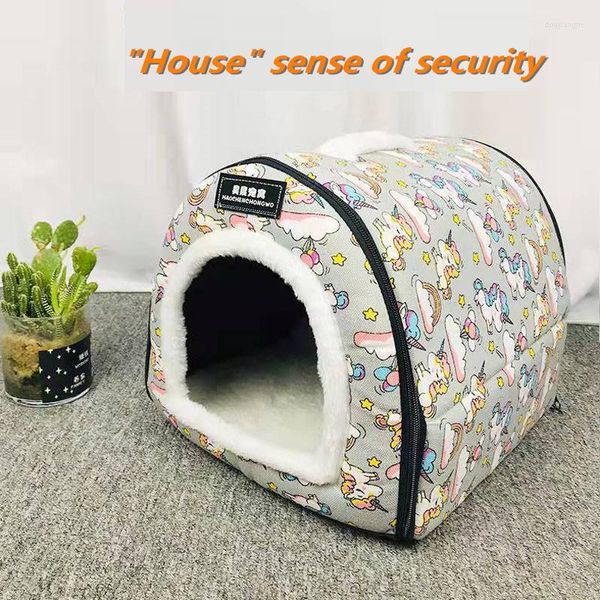 Camas de gato casa de cachorro calor de inverno portátil removível lavável pequeno cães grandes grandes cães fechados house-type mat sofá