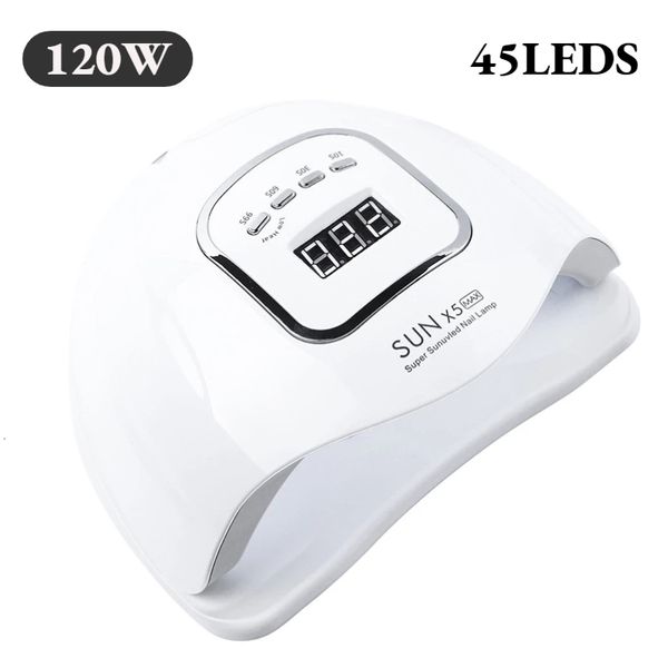 Nageltrockner 120 W LED UV-Nageltrockner zum Aushärten von Gelpolitur 45 LEDs Professioneller Nageltrockner mit Timer Auto Sensor Maniküre Pediküre Werkzeuge 230428