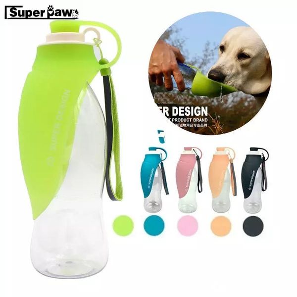 Alimentação 580ml portátil Pet Dog Water Bottle Dobring Travel O Outdoor Feeding Drinking Cup Bowl Dispenser Puppy Squeeze Bowl YZD01