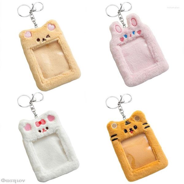 Anahtarlıklar Kawaii Peluş Pocard Tutucu Tiger Bear Idol Po Kart Kız Sevimli Anahtarlık Kimliği Kredi Bankası Koruyucu Koruyucu Vaka